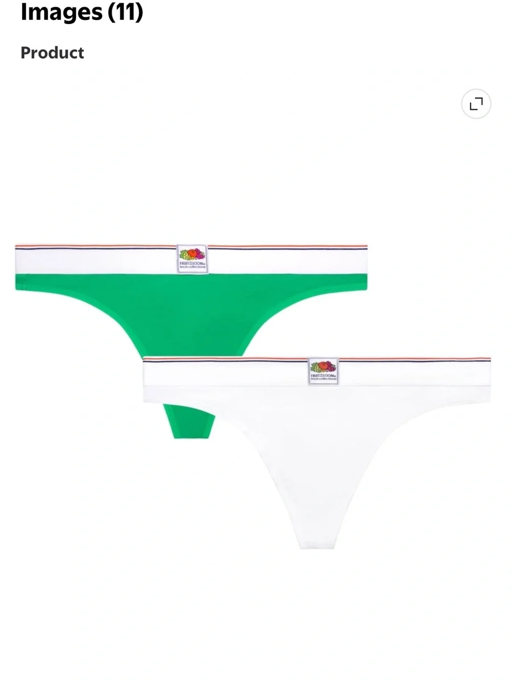 Fruit of the Loom Green and White Cotton Thong Set with Striped Waistband